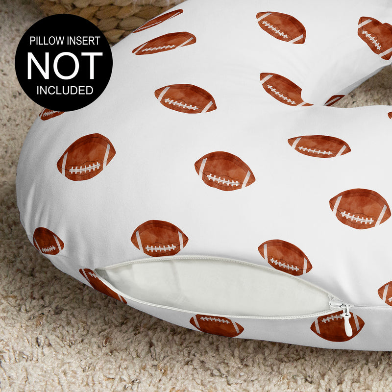 Watercolor Sports Theme Collection Nursing Breastfeeding Pillow Cover - Football Print