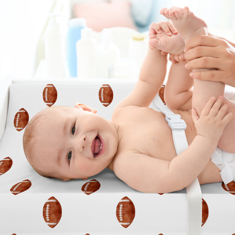 Watercolor Sports Theme Collection Changing Pad Cover Sheet - Football Print