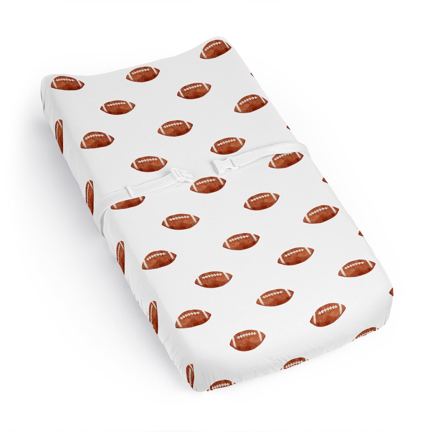 Watercolor Sports Theme Collection Changing Pad Cover Sheet - Football Print