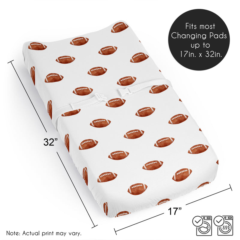 Watercolor Sports Theme Collection Changing Pad Cover Sheet - Football Print