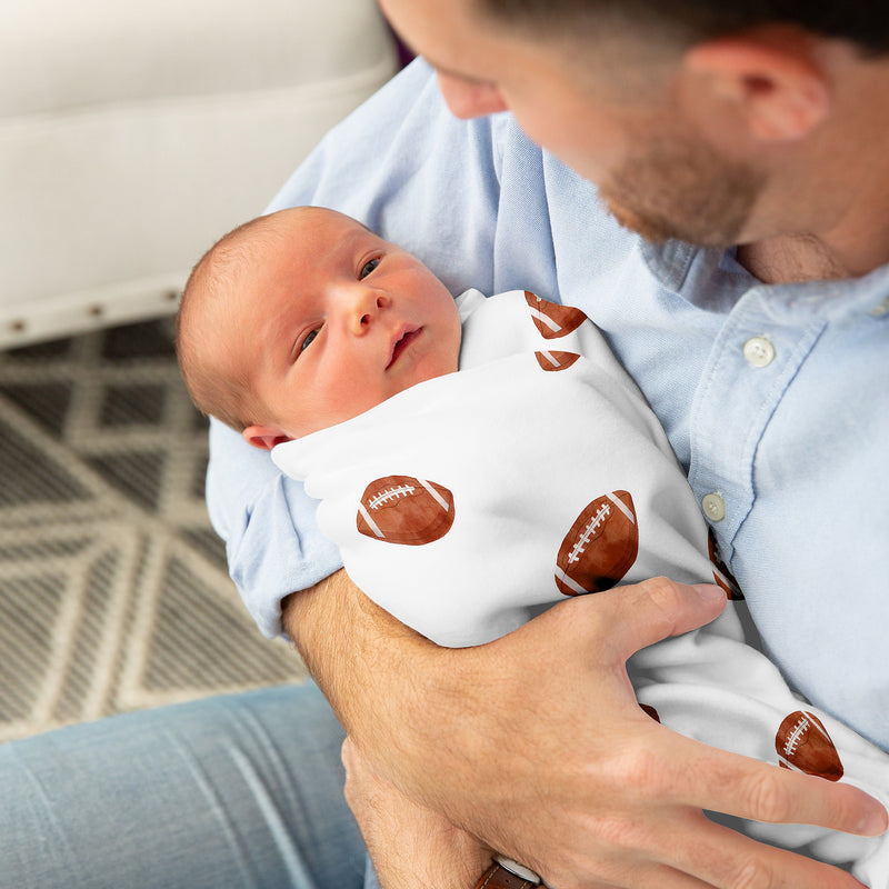 Watercolor Sports Theme Collection Baby Swaddle Blanket - Football Print