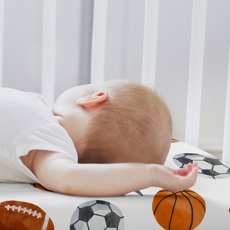 Watercolor Sports Theme Collection 2 Pack Baby Bassinet Fitted Sheets