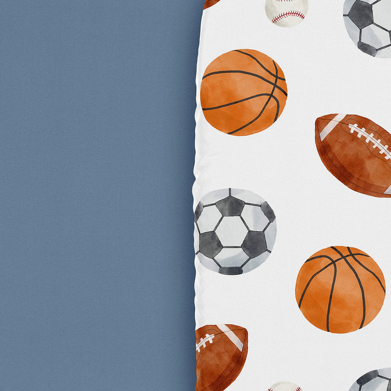 Watercolor Sports Theme Collection 2 Pack Baby Bassinet Fitted Sheets