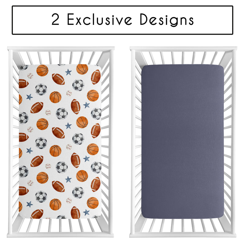 Watercolor Sports Theme  100% Cotton Muslin 2 Pack Crib Sheets