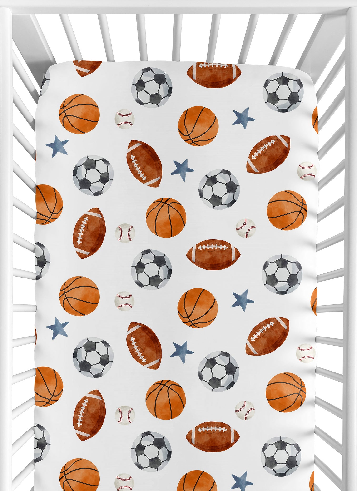 Watercolor Sports Theme Collection Crib Sheet