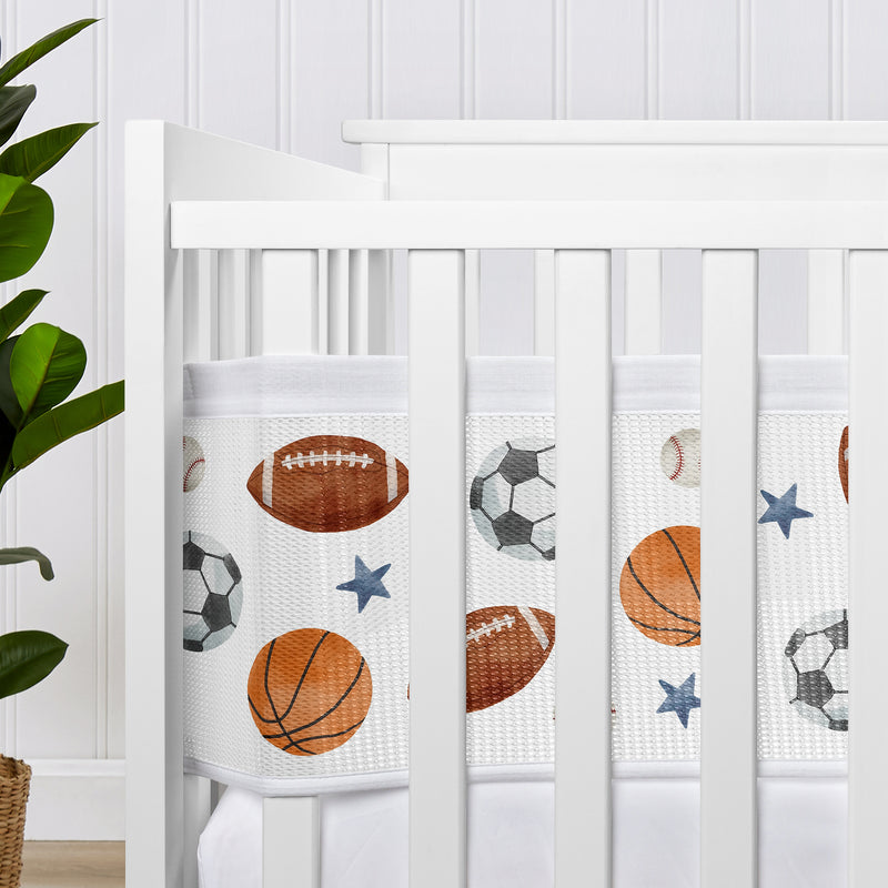 Watercolor Sports Theme Collection Sweet Jojo Designs + BreathableBaby Breathable Mesh Crib Liner