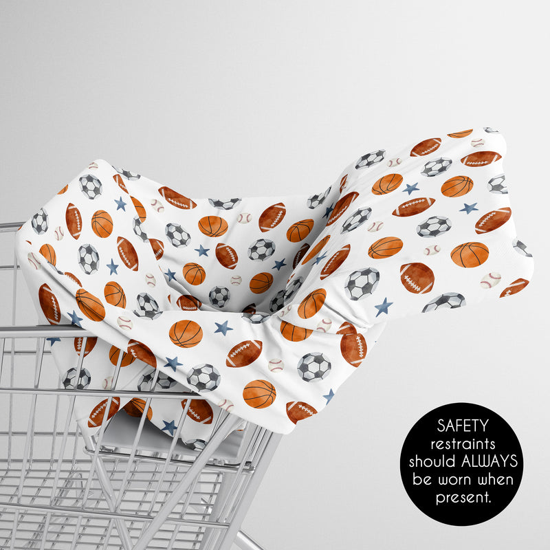 Watercolor Sports Theme Collection Multi Use Baby Car Seat and Nursing Cover