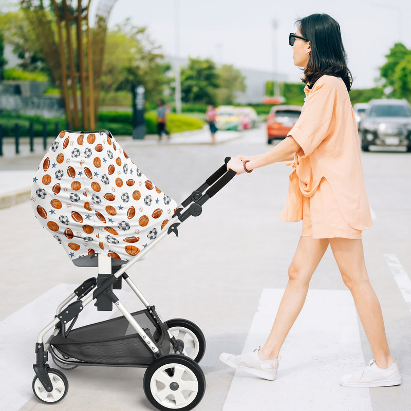 Watercolor Sports Theme Collection Multi Use Baby Car Seat and Nursing Cover