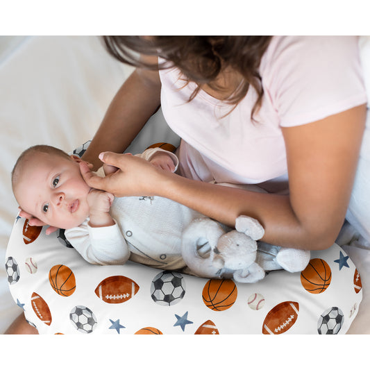 Watercolor Sports Theme Collection Nursing Breastfeeding Pillow Cover