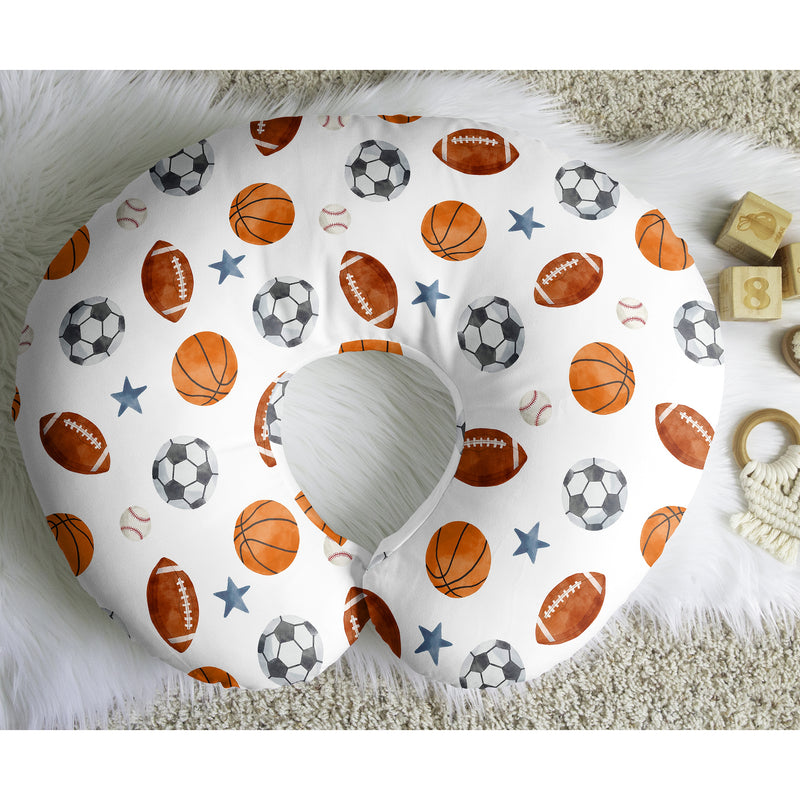 Watercolor Sports Theme Collection Nursing Breastfeeding Pillow Cover