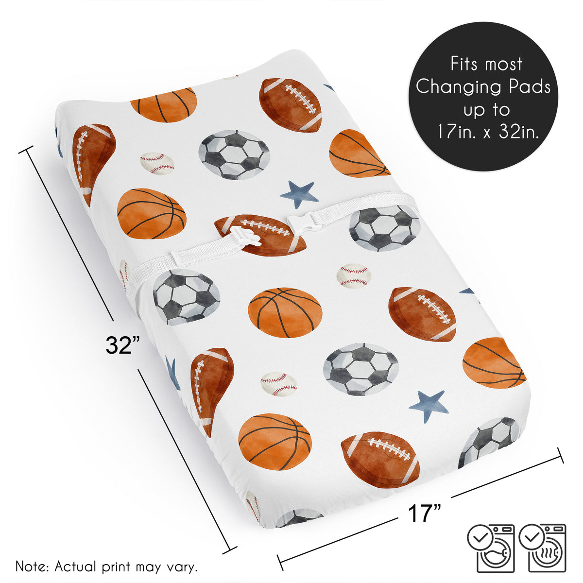 Watercolor Sports Theme Collection Changing Pad Cover Sheet