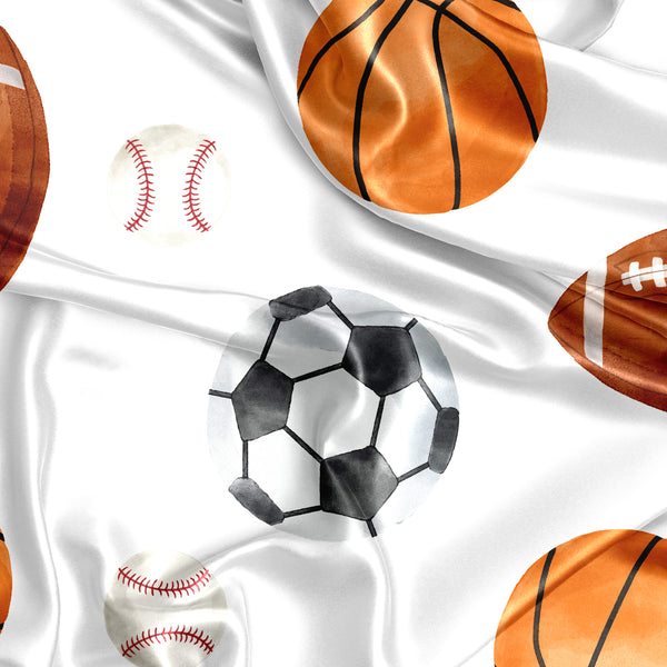 Watercolor Sports Theme Satin Fitted Crib Sheet alternate view