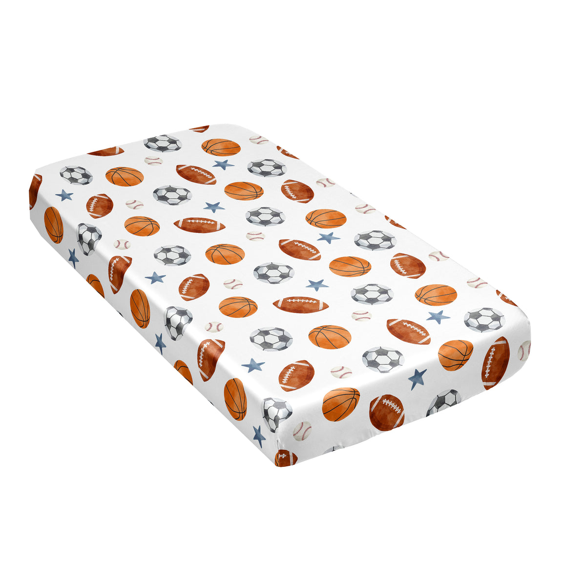 Watercolor Sports Theme Satin Fitted Crib Sheet