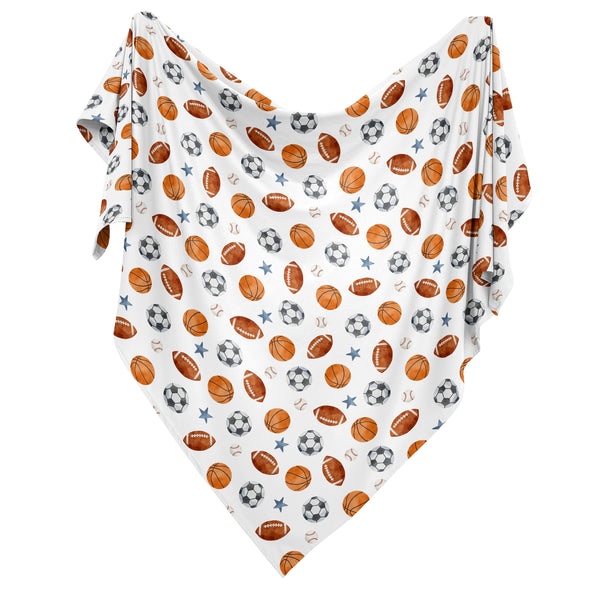 Watercolor Sports Theme Collection Baby Swaddle Blanket alternate view