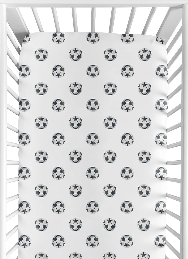Watercolor Sports Themed Collection Crib Sheet - Soccer Balls Print