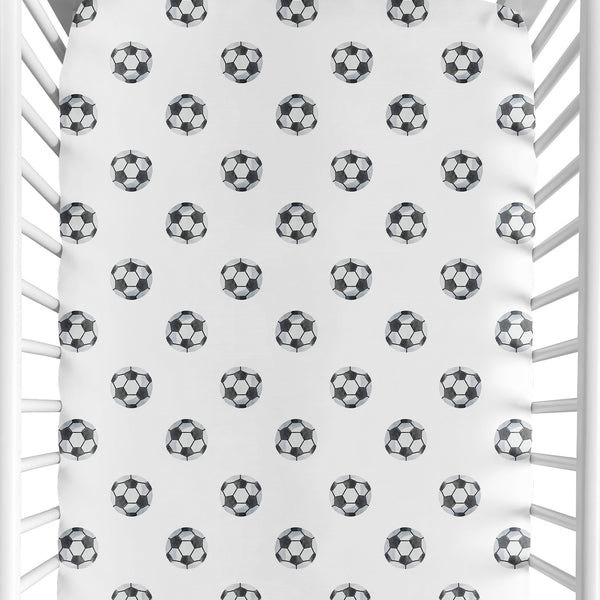 Watercolor Sports Themed Collection Crib Sheet - Soccer Balls Print