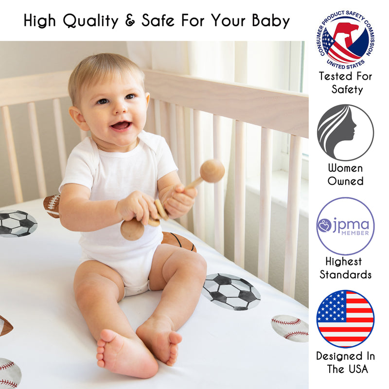 Watercolor Sports Theme Photo Op Crib Sheet