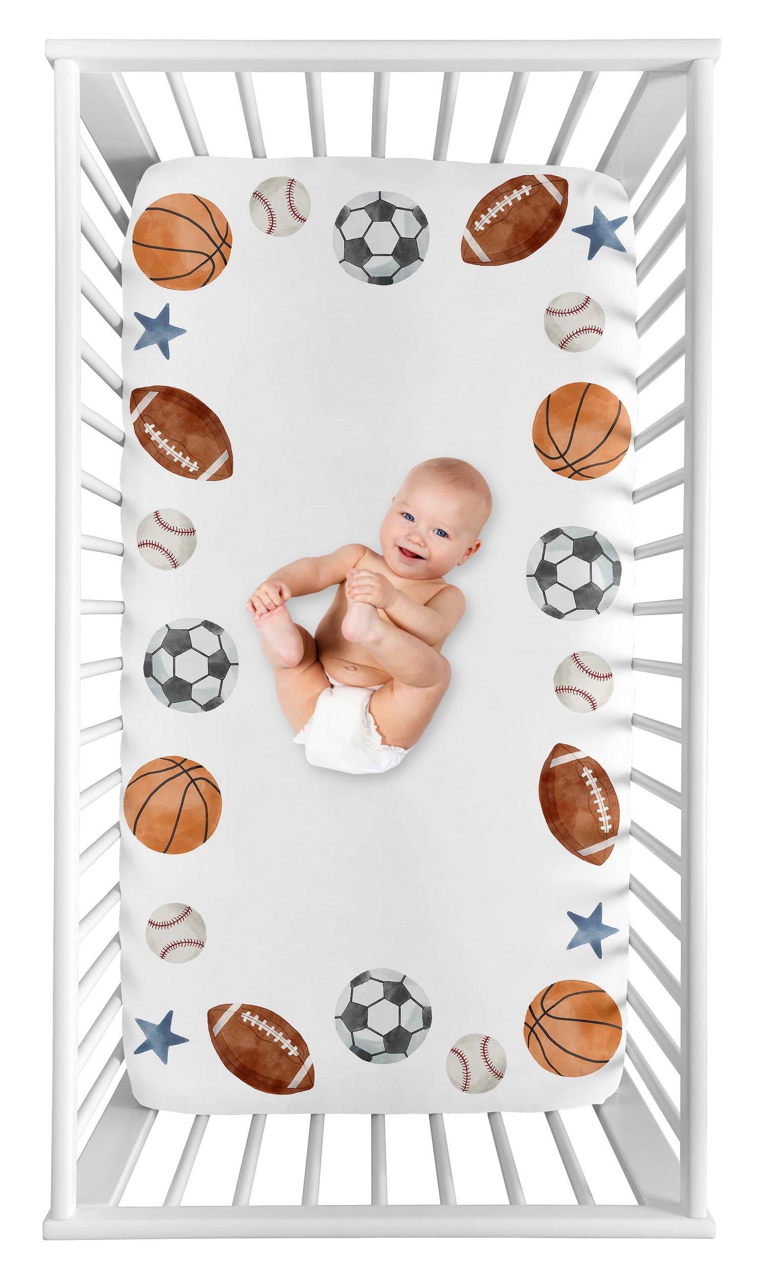 Watercolor Sports Theme Photo Op Crib Sheet