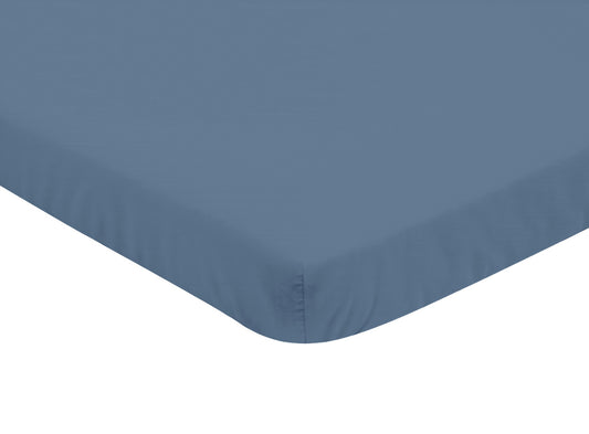 Watercolor Sports Themed Collection Mini Crib Sheet - Solid Slate Blue
