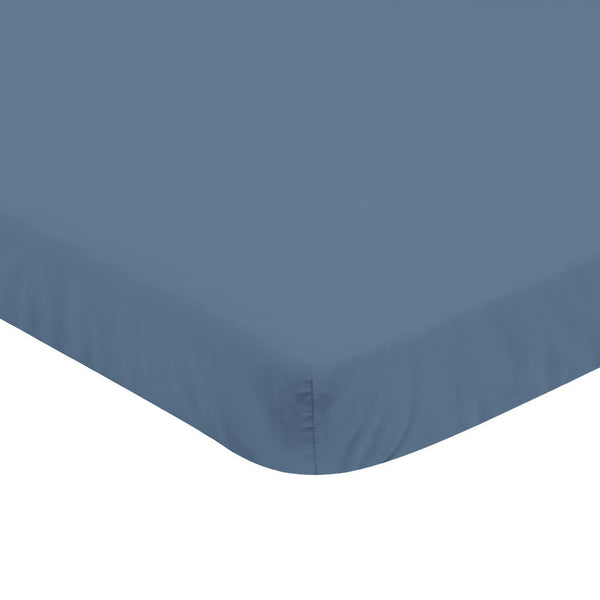 Watercolor Sports Themed Collection Mini Crib Sheet - Solid Slate Blue alternate view