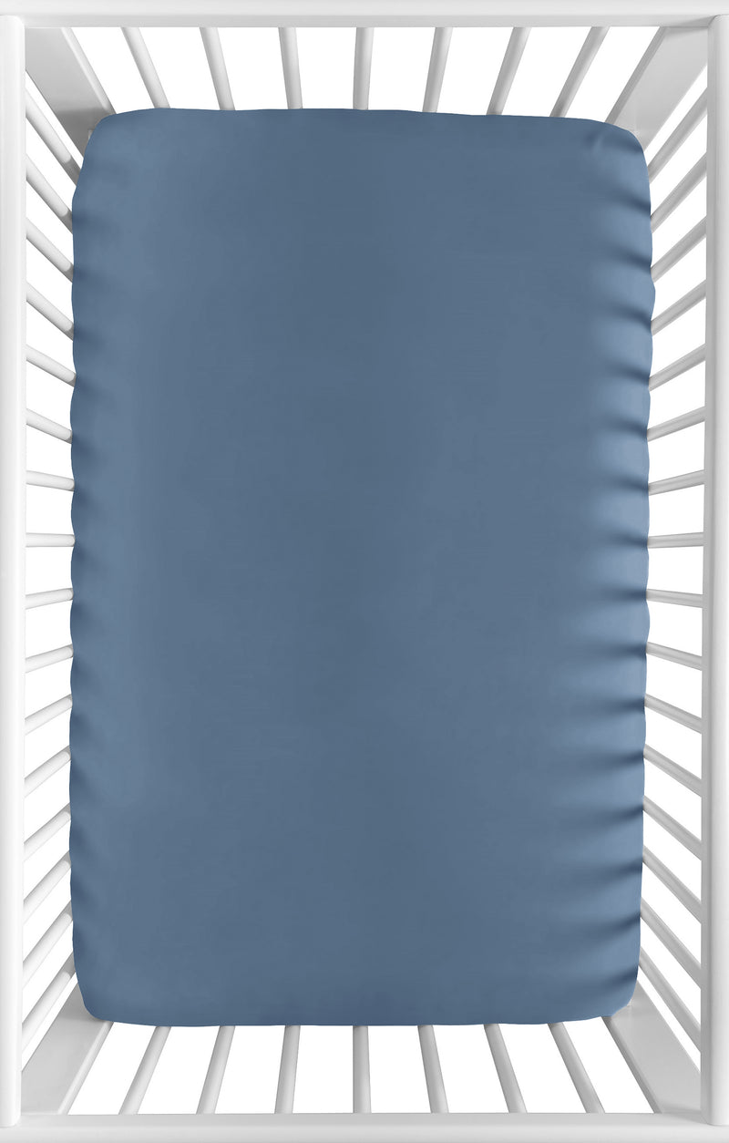 Watercolor Sports Themed Collection Mini Crib Sheet - Solid Slate Blue