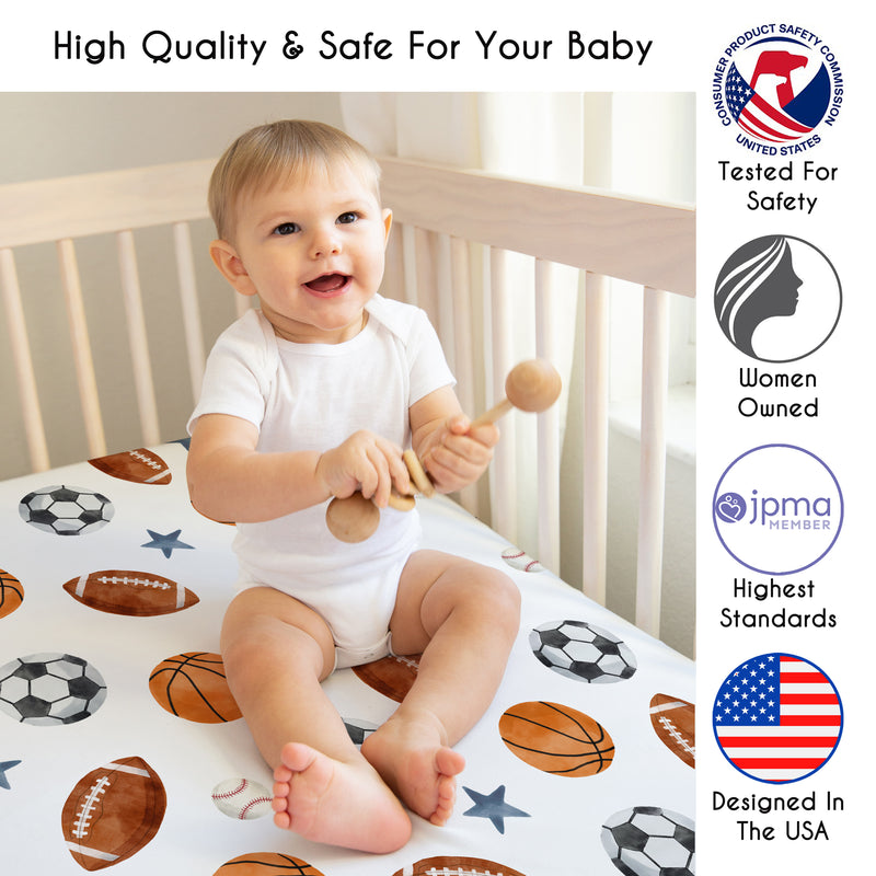 Watercolor Sports Theme 2 Pack Crib Sheets