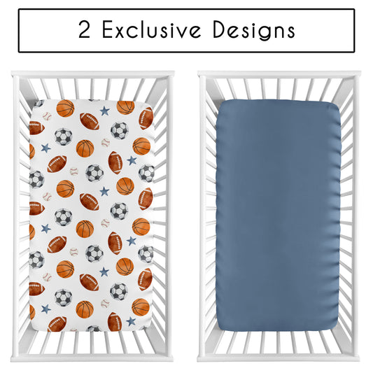 Watercolor Sports Theme 2 Pack Crib Sheets