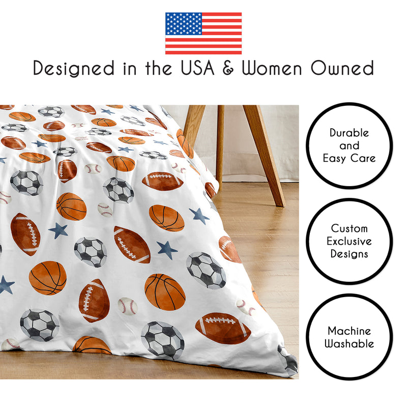 Watercolor Sports Theme Twin Bedding