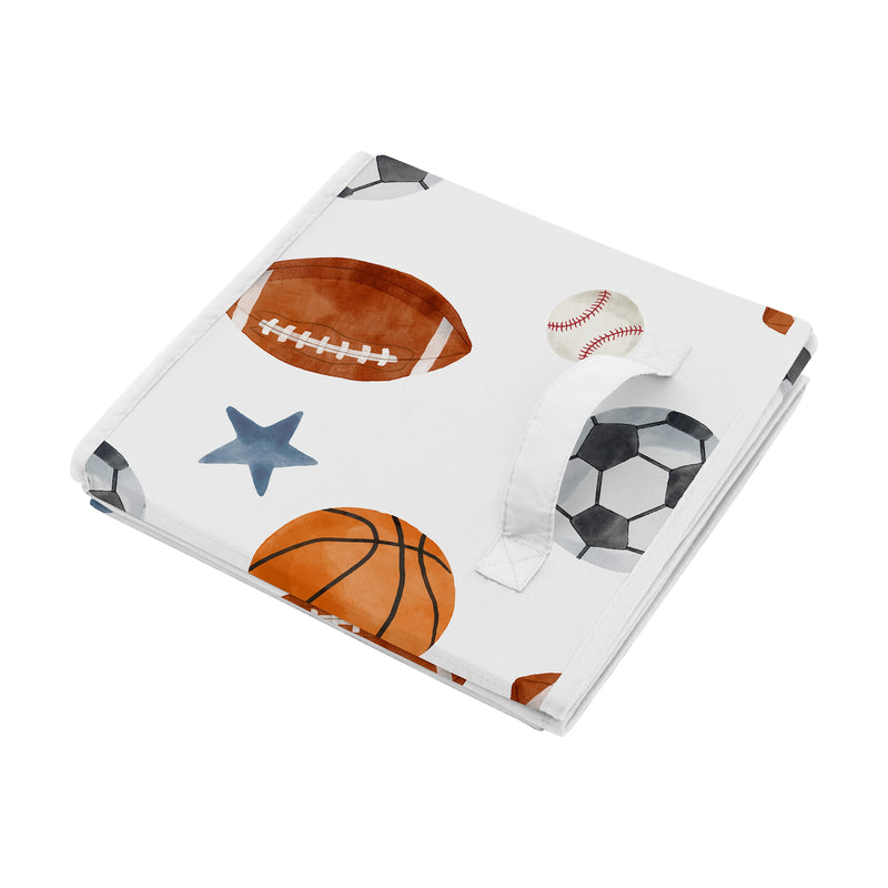 Watercolor Sports Theme Foldable Fabric Storage Bins
