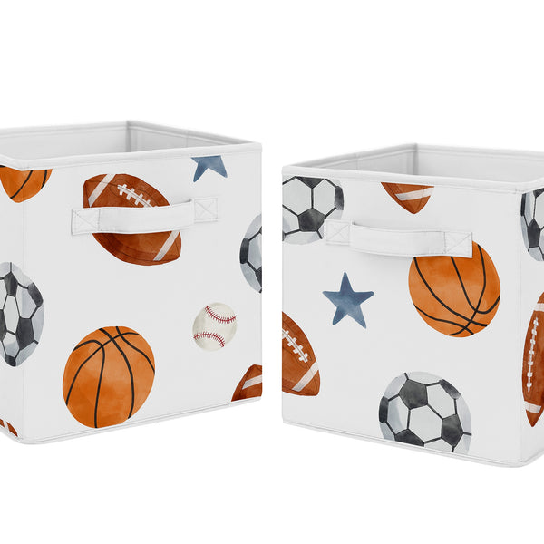 Watercolor Sports Theme Foldable Fabric Storage Bins