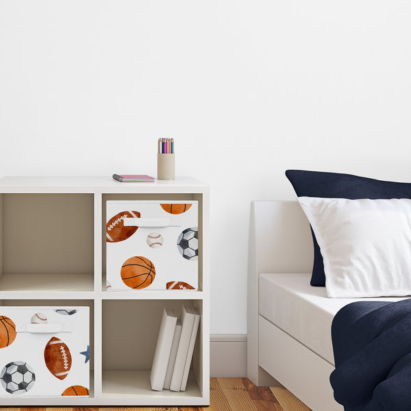 Watercolor Sports Theme Foldable Fabric Storage Bins alternate view