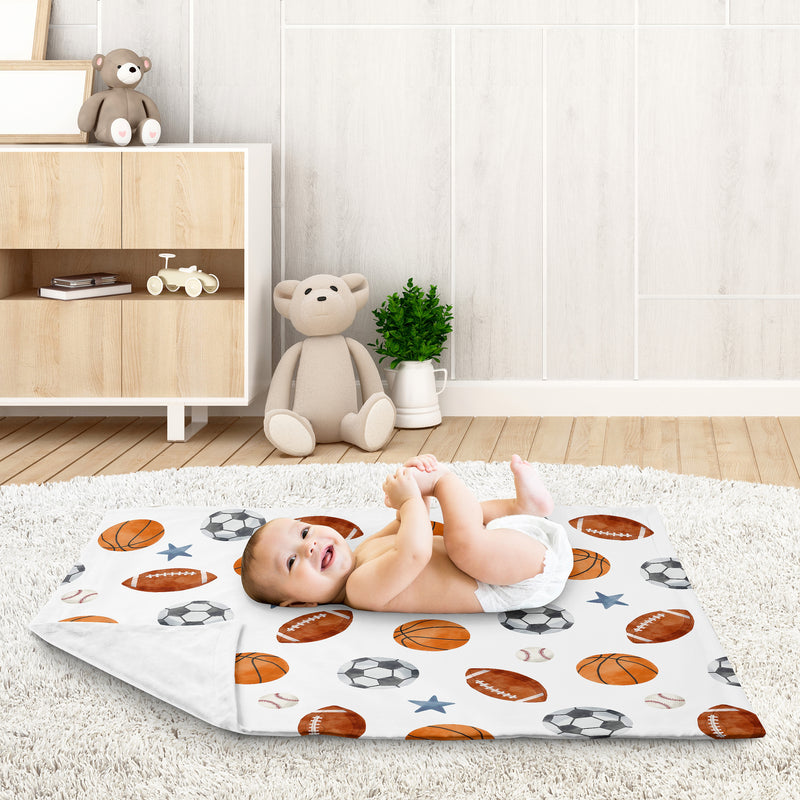 Watercolor Sports Theme Collection Baby Blanket