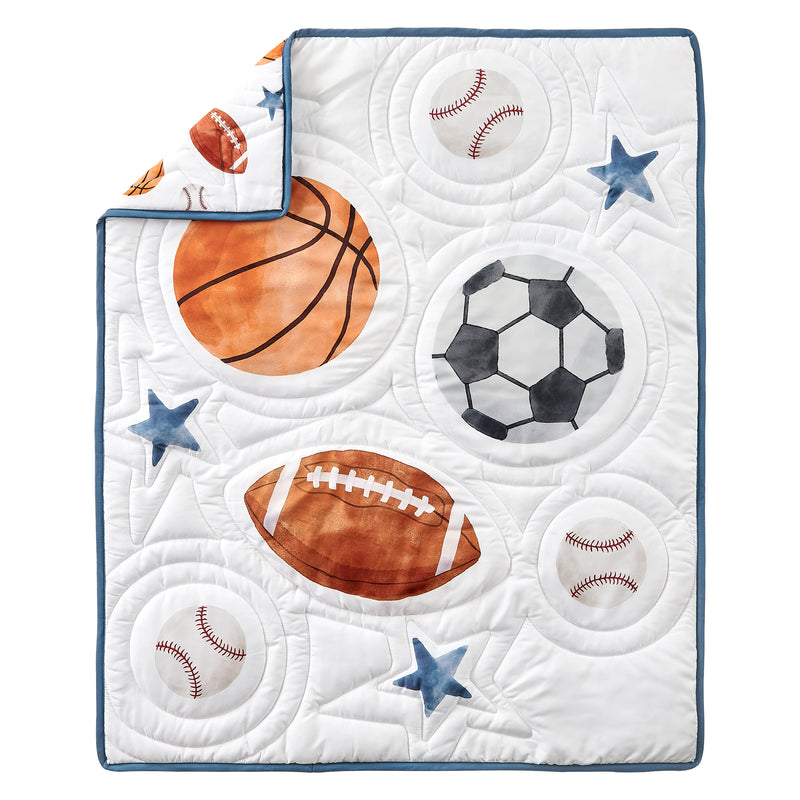 Watercolor Sports Theme Collection Sweet Jojo Designs 6 Piece Crib Bedding + BreathableBaby Breathable Mesh Liner