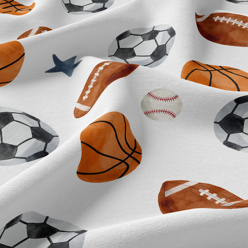 Watercolor Sports Theme Queen Sheet Set