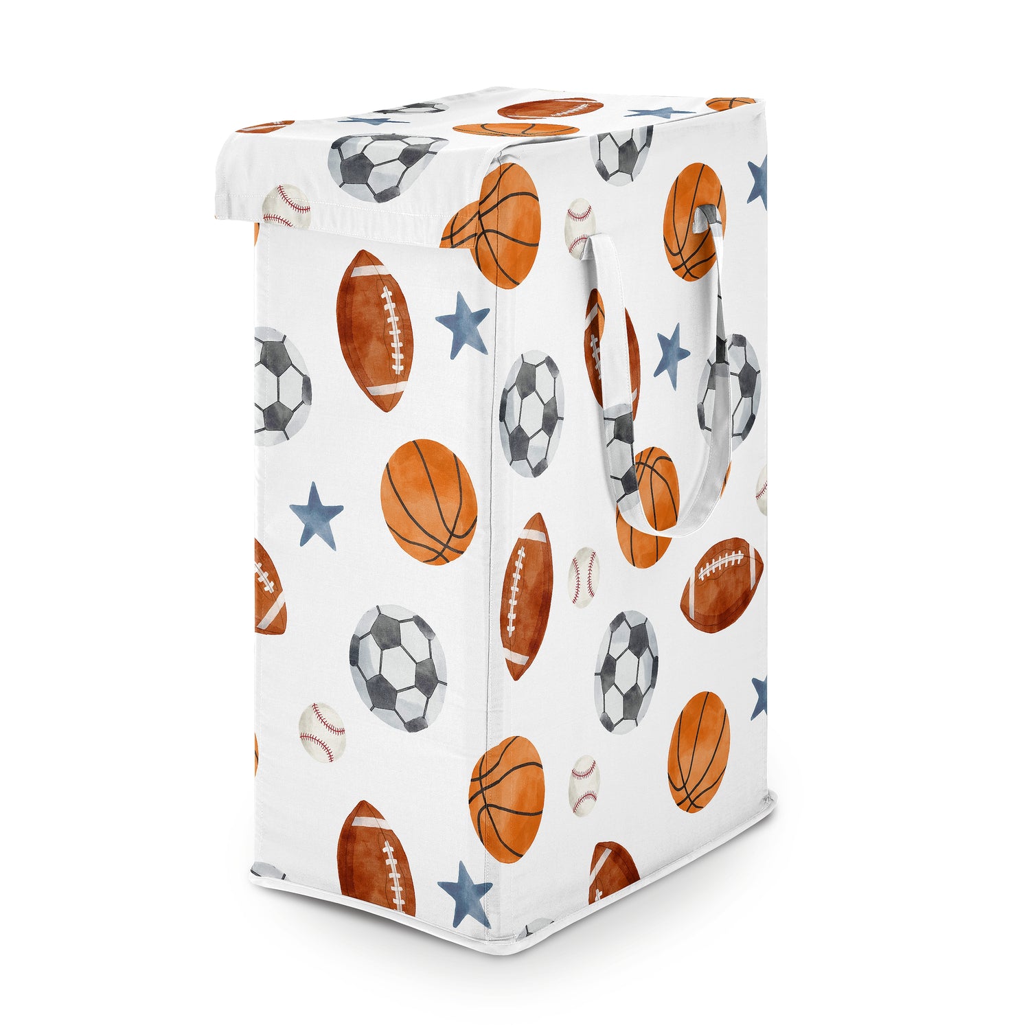 Watercolor Sports Theme Laundry Hamper with Handles