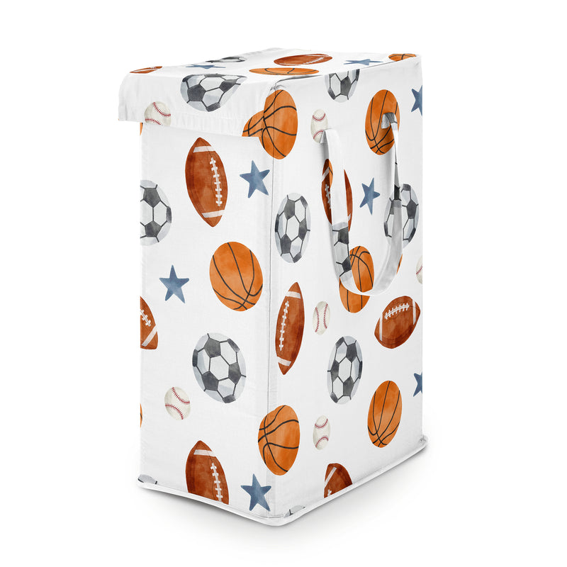 Watercolor Sports Theme Laundry Hamper with Handles