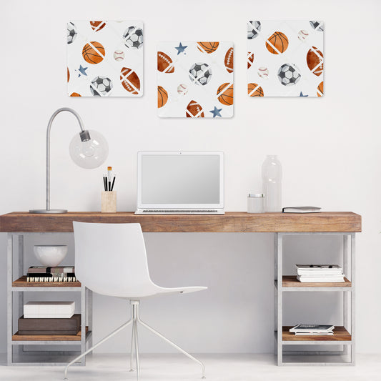 Watercolor Sports Theme Fabric Memo Board
