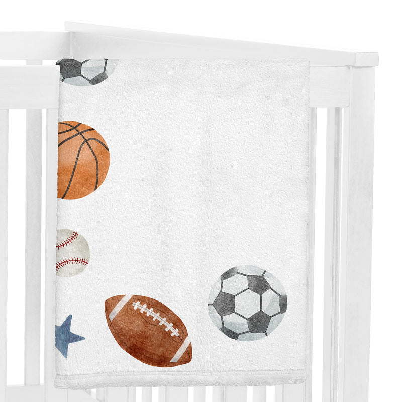 Watercolor Sports Theme Monthly Milestone Baby Blanket
