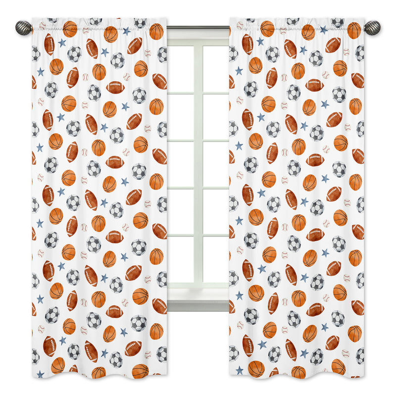 Watercolor Sports Theme Window Panels - Set of 2