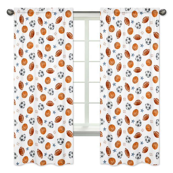 Watercolor Sports Theme Window Panels - Set of 2