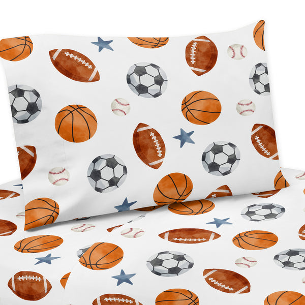 Watercolor Sports Theme Queen Sheet Set