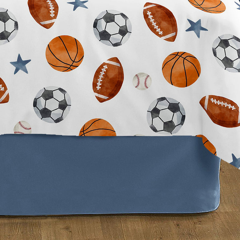 Watercolor Sports Theme Queen Bed Skirt
