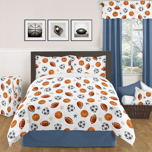 Watercolor Sports Theme Queen Bed Skirt
