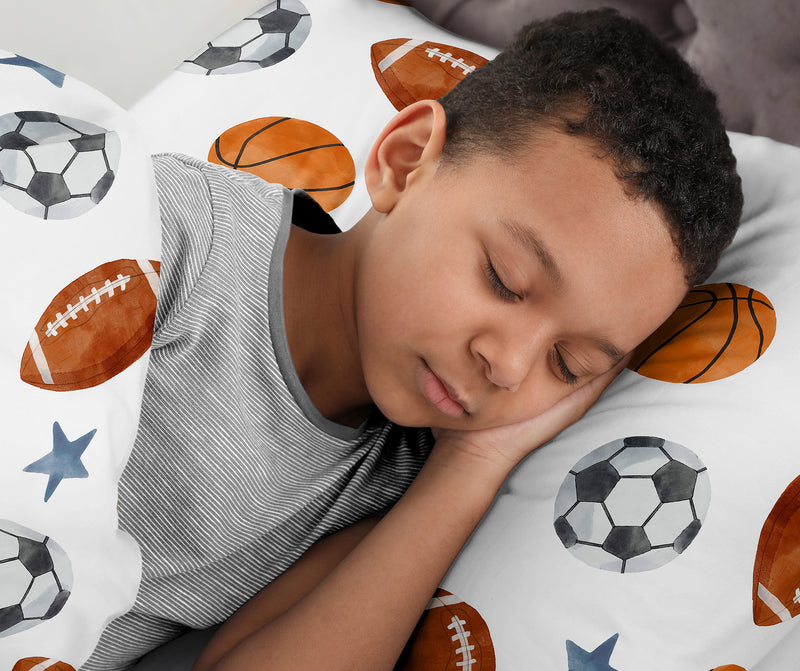 Watercolor Sports Theme Queen Sheet Set