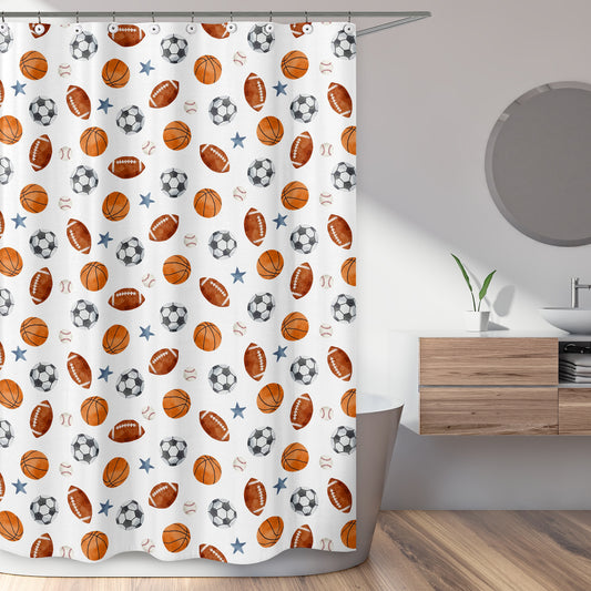 Watercolor Sports Theme Shower Curtain