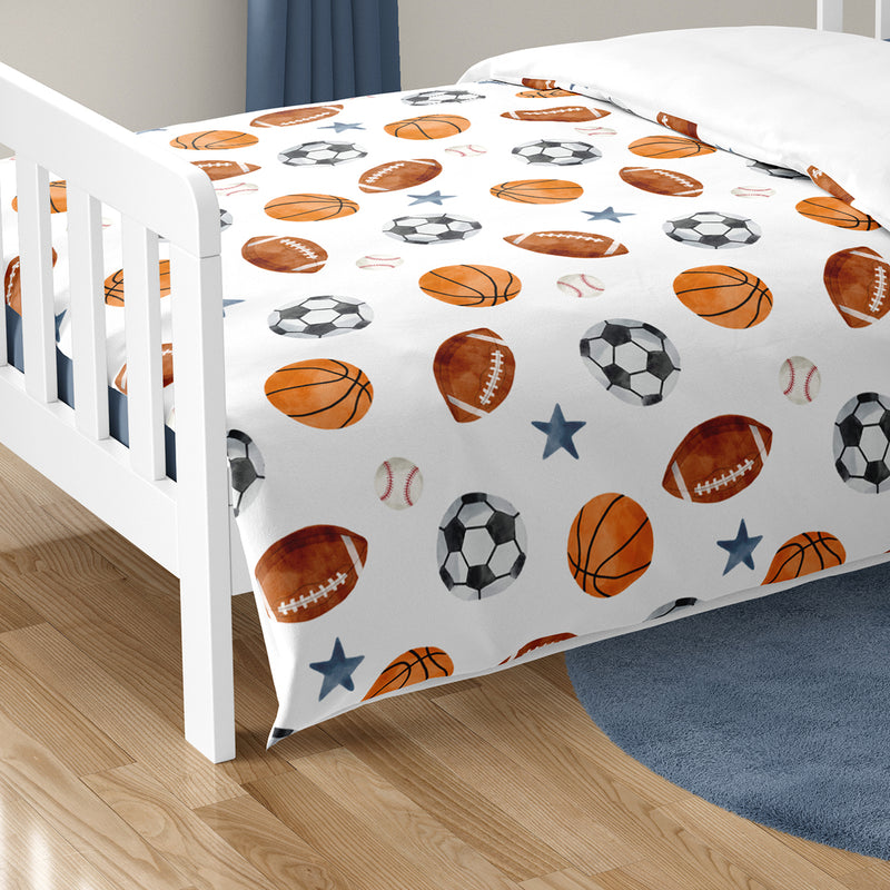 Watercolor Sports Theme Toddler Bedding