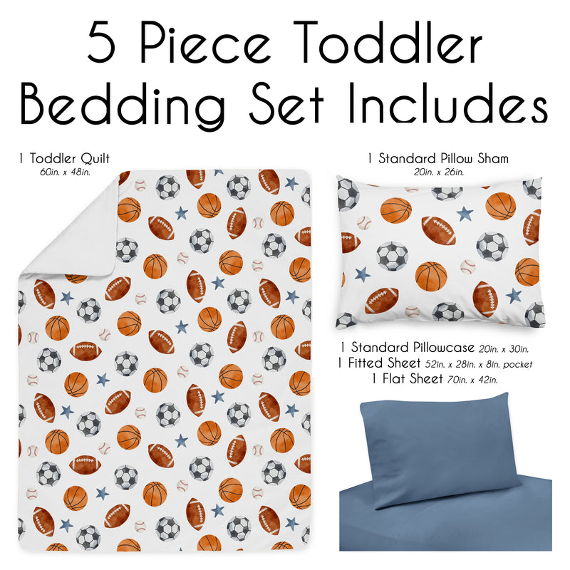 Watercolor Sports Theme Toddler Bedding