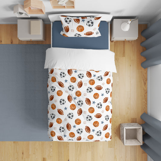 Watercolor Sports Theme Toddler Bedding