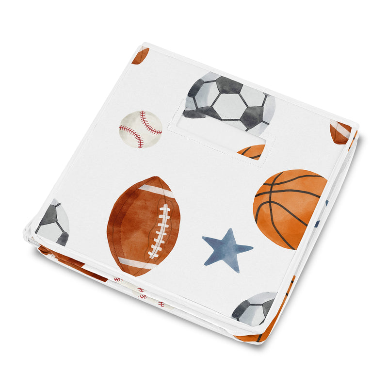 Watercolor Sports Theme Fabric Toy Bin Storage