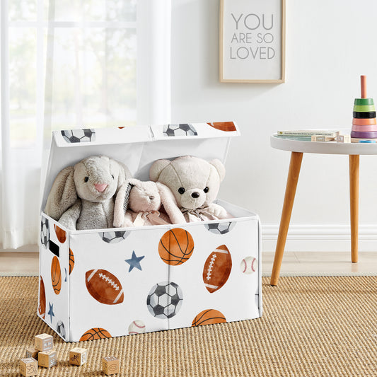 Watercolor Sports Theme Fabric Toy Bin Storage